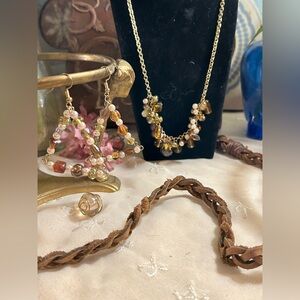 Amber & Pearl choker w/ earrings